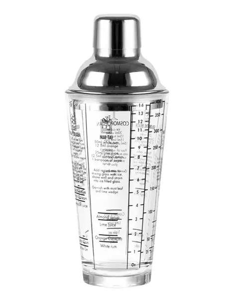 AD-0034 304不鏽鋼 透明玻璃酒譜雪克杯 400ml 