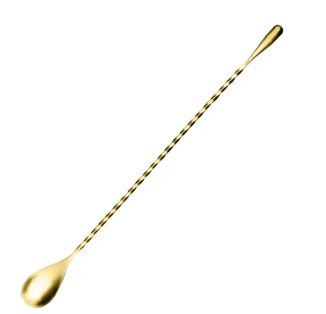 AD-0110 304不鏽鋼吧匙密集螺紋款31cm(電鍍金色) 