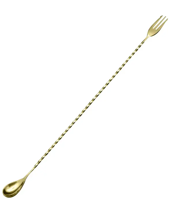 AD-0114 304不鏽鋼吧匙密集螺紋款40cm(電鍍金色) 