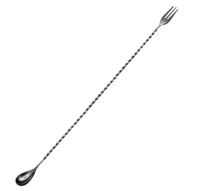 AD-0119 304不鏽鋼吧匙密集螺紋款50cm(電鍍黑色) 