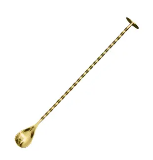AD-0121 304不鏽鋼吧平匙密集螺紋27cm
(電鍍金色) 