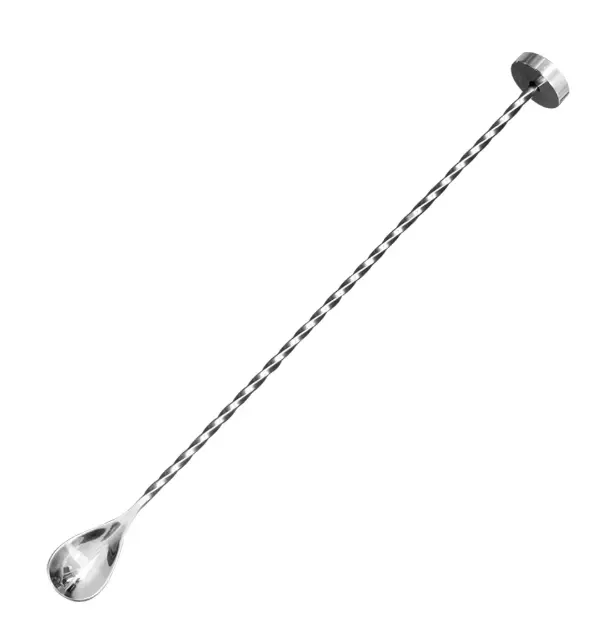 AD-0124 304不鏽鋼吧平匙圓盤密集螺紋40cm (銀色) 