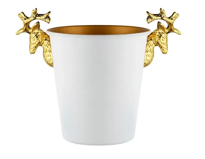 AD-0200 不鏽鋼鹿角冰桶5L (外白內金) 