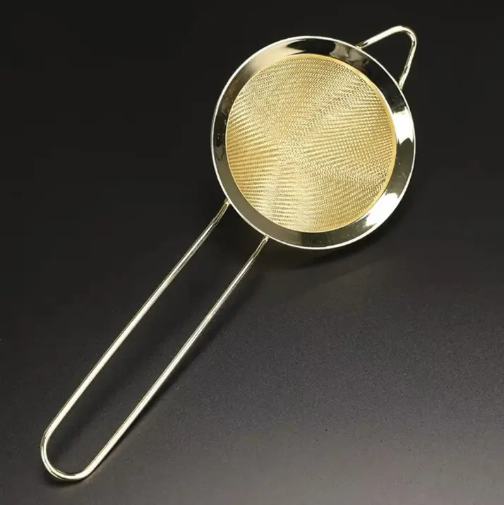 AD-0235 304不鏽鋼 單層尖頭濾網 9cm(金色) 