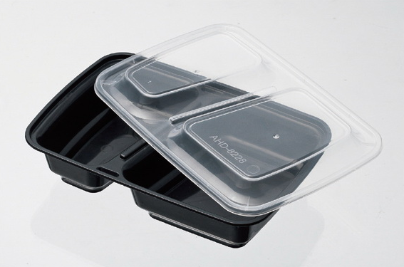 BE-AHD-8228 AHD-8228 雙格方形餐盒 30oz 50P*3/箱（黑）